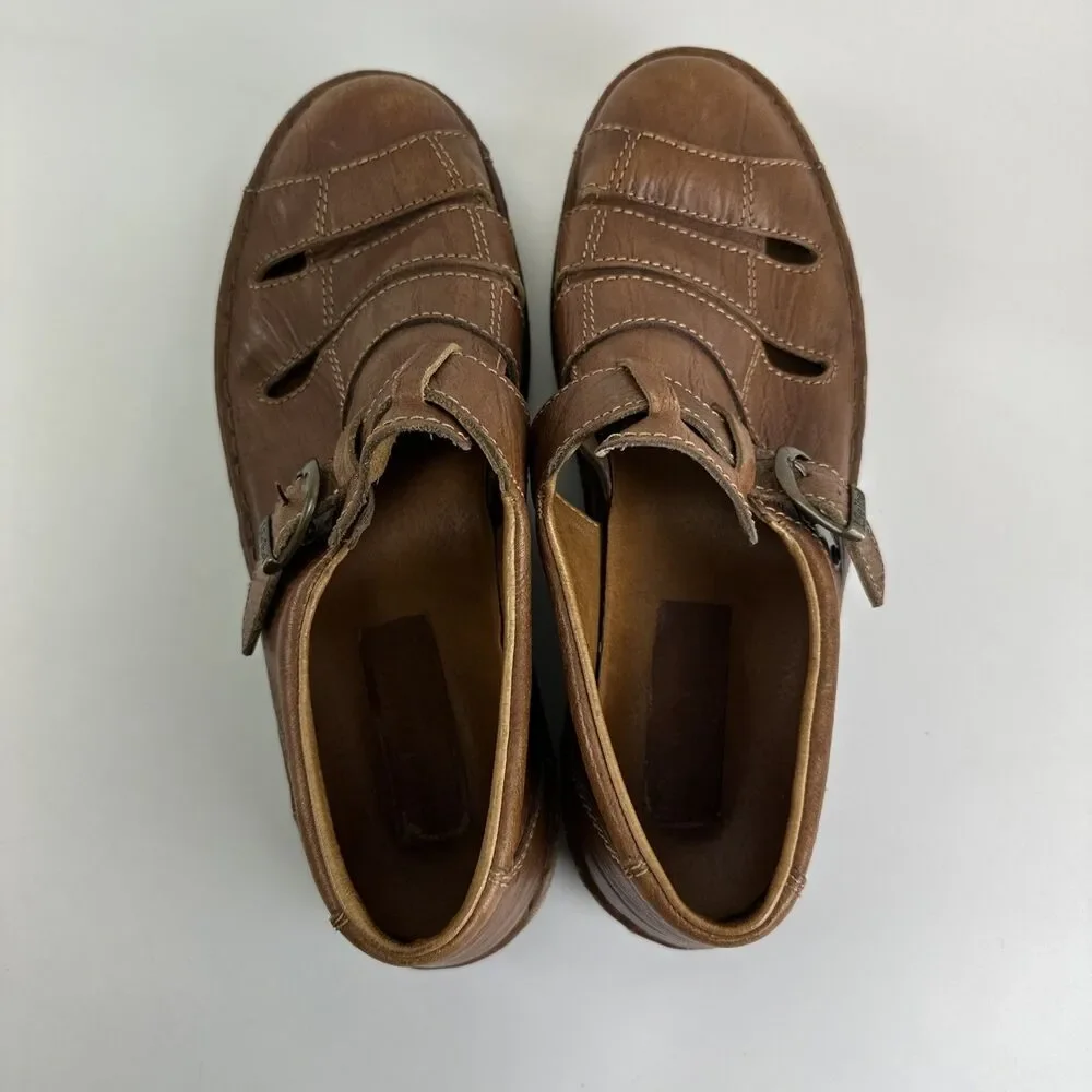 Josef Seibel Fisherman Flat Sandal Closed Toe Brown Leather Buckle 43‎ US 9.5-10